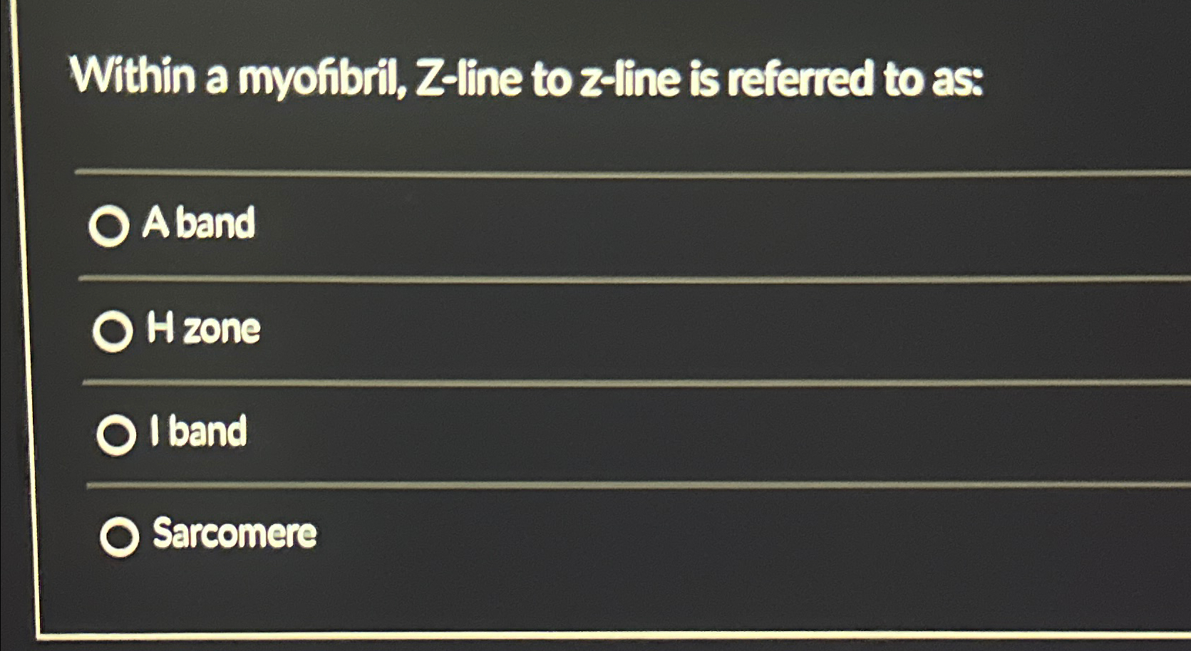 Solved Within a myofibril, Z-line to z-line is referred to | Chegg.com