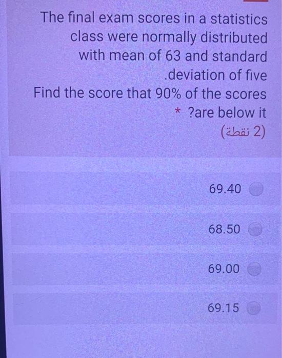 Solved The final exam scores in a statistics class were | Chegg.com