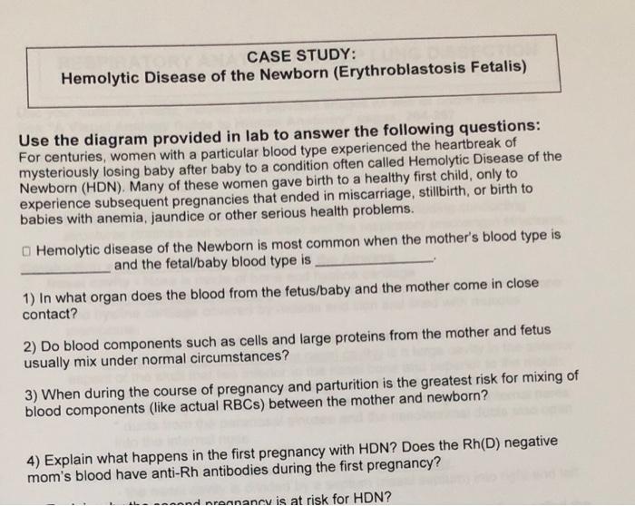 Solved CASE STUDY Hemolytic Disease of the Newborn