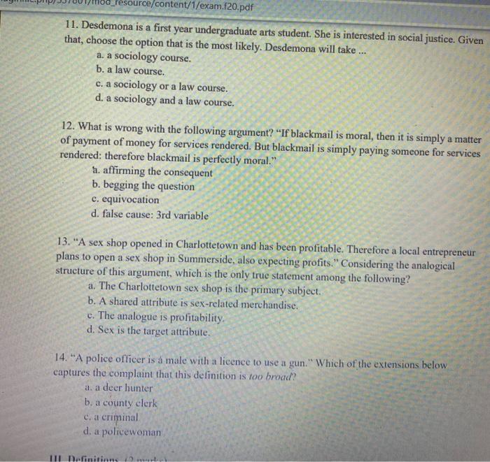 1 / 6 1. True or False (4 marks) 1. An argument that | Chegg.com