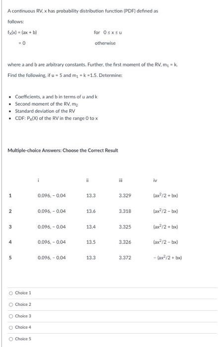 Solved A continuous RV, x has probability distribution | Chegg.com