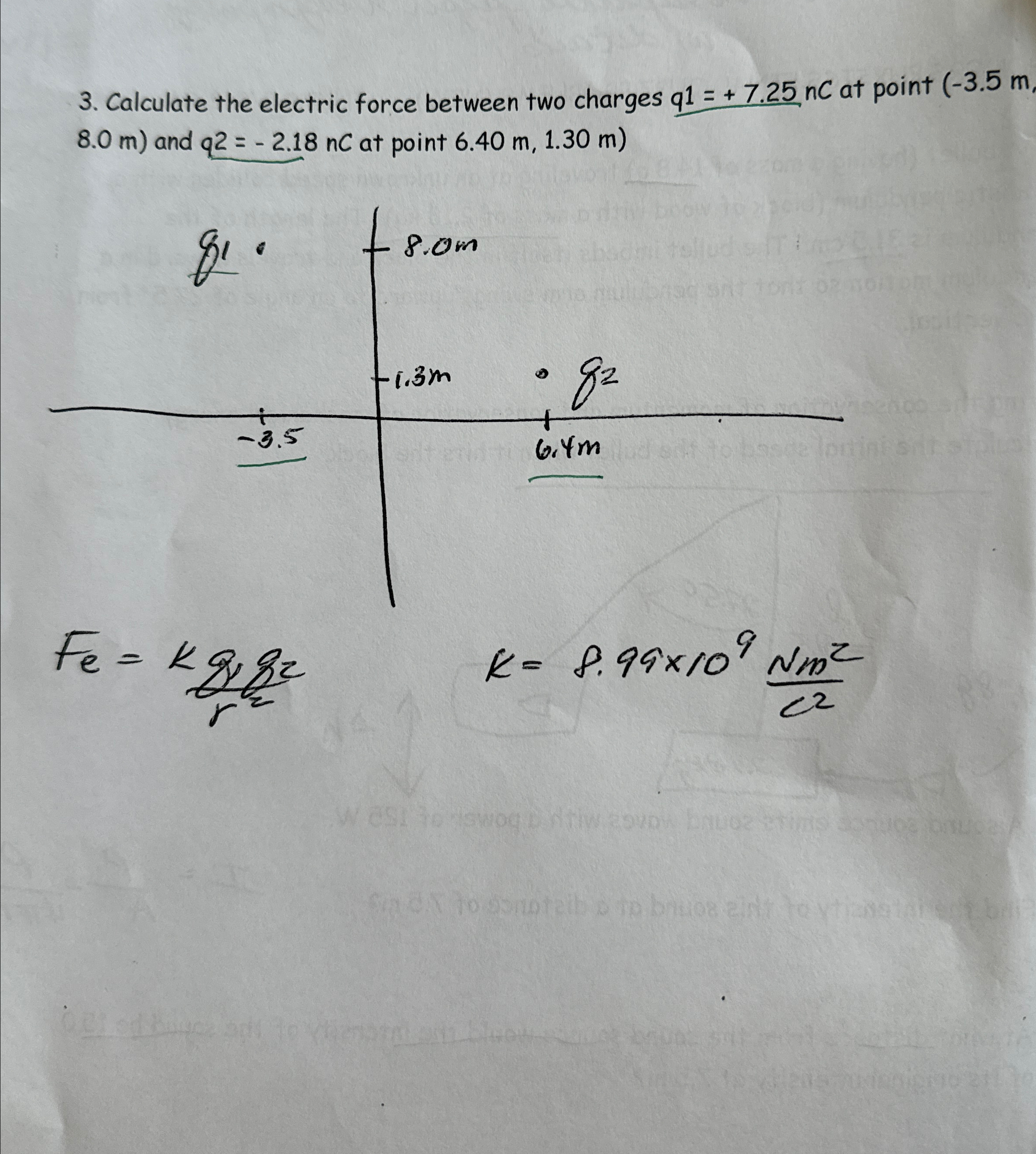 Solved Calculate the electric force between two charges | Chegg.com