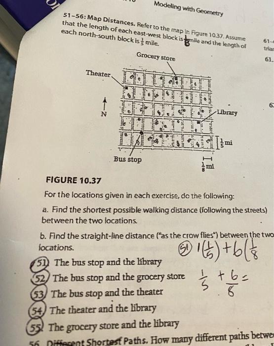 Solved 51-56: Map Distances, Referto the map in Figure 1037 | Chegg.com