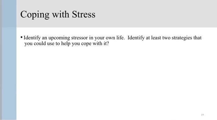 Solved Coping with Stress - Identify an upcoming stressor in | Chegg.com