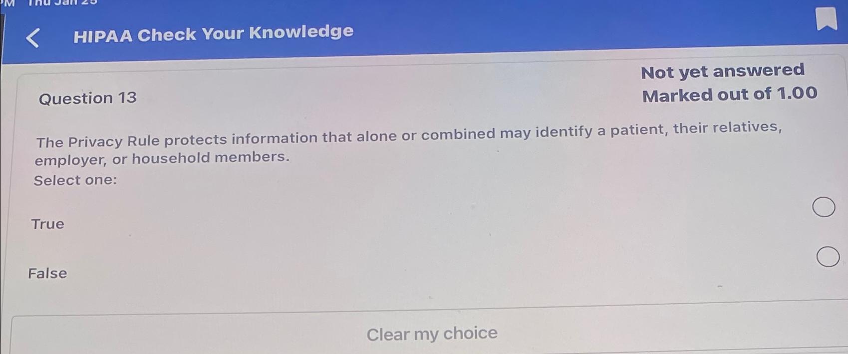 Solved HIPAA Check Your KnowledgeQuestion 13Not yet | Chegg.com