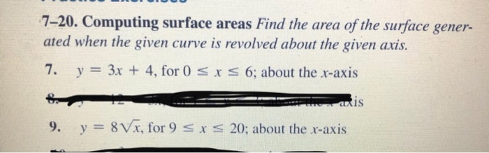 Solved 7–20. Computing surface areas Find the area of the | Chegg.com