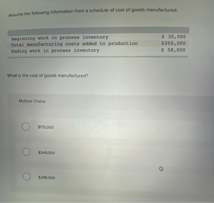 Solved Assume the following information from a schedule of | Chegg.com