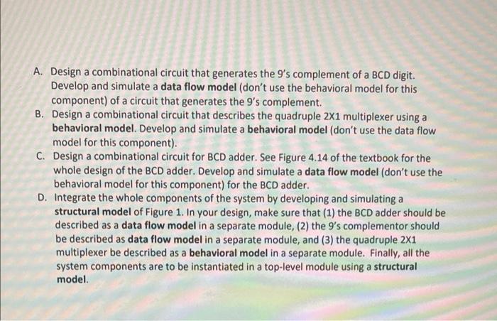 Solved A. Design a combinational circuit that generates the | Chegg.com