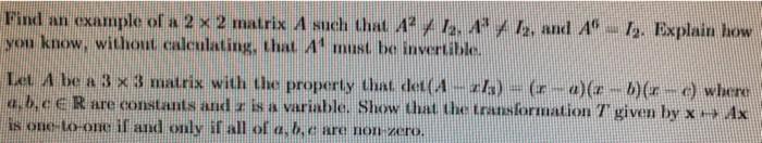 Solved Find An Example Of A 2 X 2 Matrix A Such That 1² Y | Chegg.com