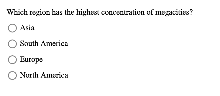 Solved Which region has the highest concentration of | Chegg.com