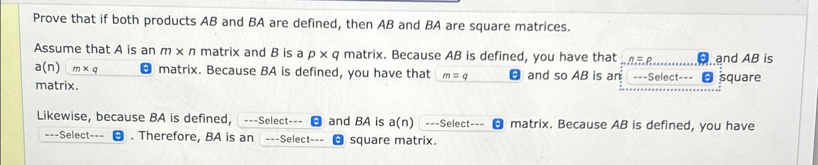 Solved Prove that if both products AB and BA are defined, | Chegg.com