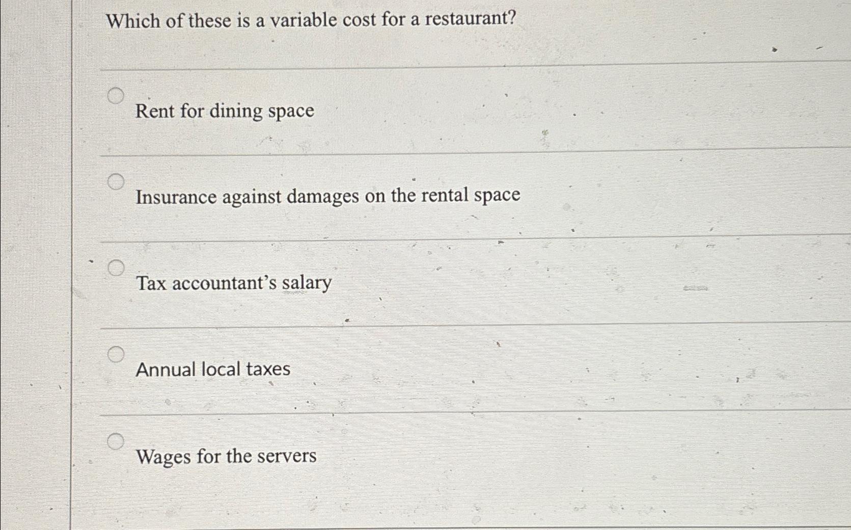 Solved Which of these is a variable cost for a
