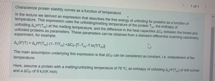 1 of 1 Characterize protein stability curves as a | Chegg.com