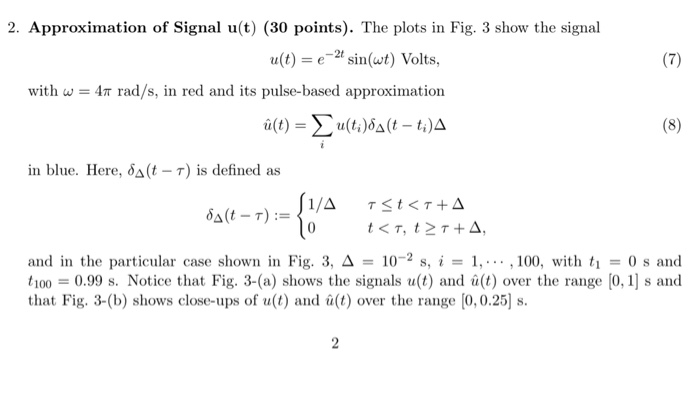 Solved 2 Approximation Of Signal U T 30 Points The P Chegg Com