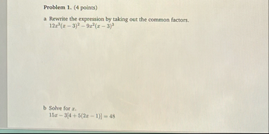 Solved Problem 1. (4 ﻿points)a Rewrite the expression by | Chegg.com