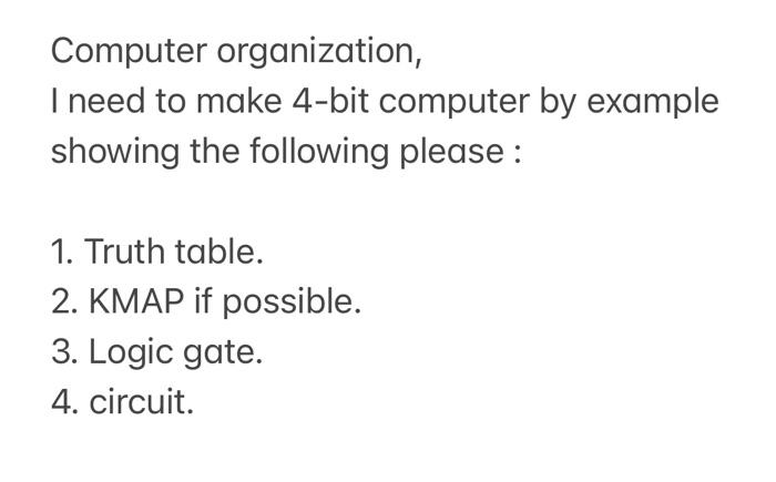 Solved Computer organization, I need to make 4-bit computer | Chegg.com