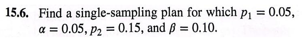 Solved 15.6. ﻿Find a single-sampling plan for which | Chegg.com