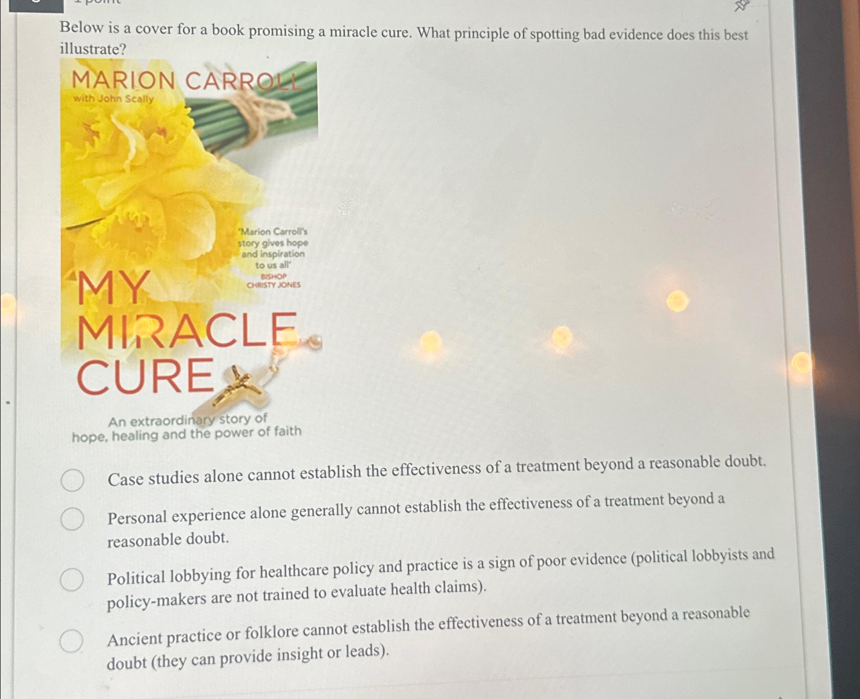 Solved Below Is A Cover For A Book Promising A Miracle Cure. | Chegg.com