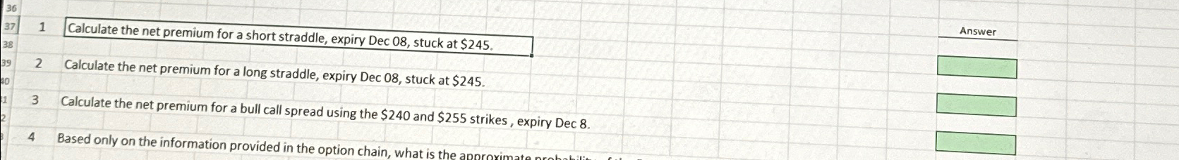 1) Calculate the net premium for a short straddle, | Chegg.com