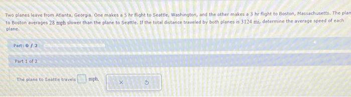 Solved Two planes leave from Atlanta Georgia. One makes a Chegg
