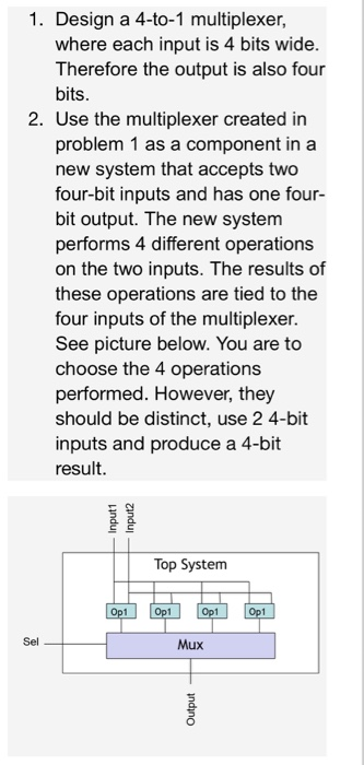 1. Design a 4-to-1 multiplexer, where each input is 4 | Chegg.com