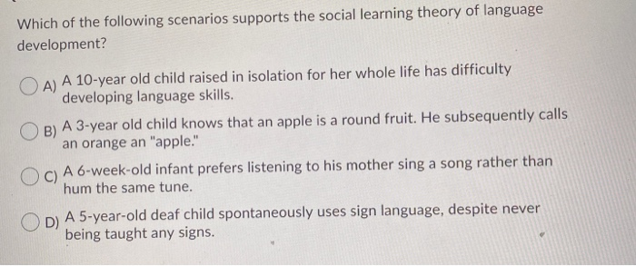 Solved Which of the following scenarios supports the social | Chegg.com