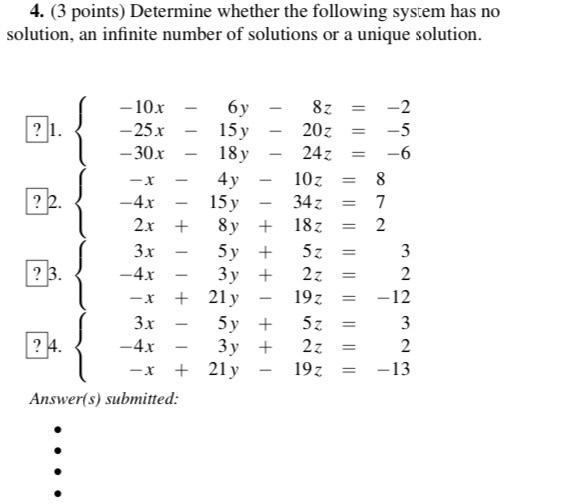 Solved 4. (3 points) Determine whether the following system | Chegg.com