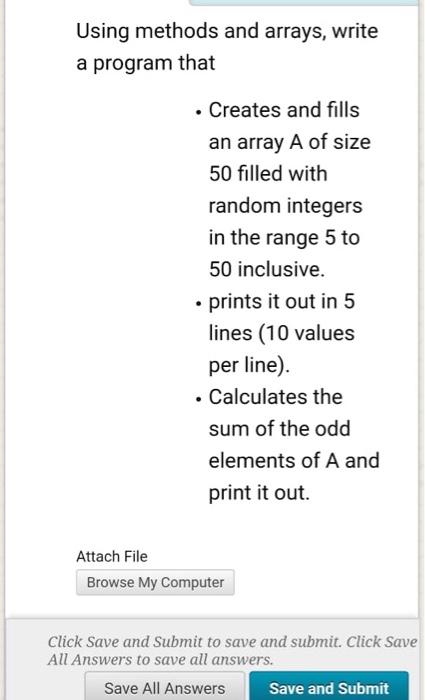 Solved Using methods and arrays, write a program that • | Chegg.com