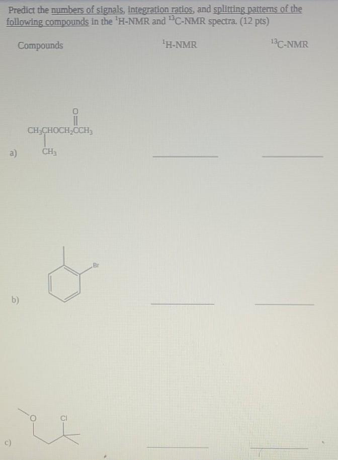 Solved Predict the numbers of signals, integration ratios, | Chegg.com