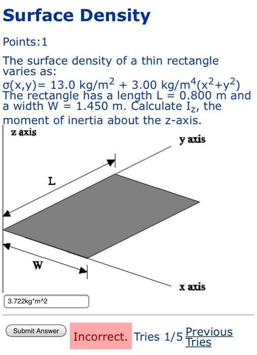Solved Surface Density Points: 1 The surface density of a | Chegg.com