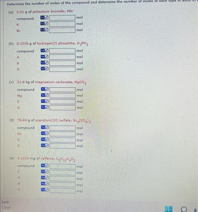 how to determine the moles of a compound