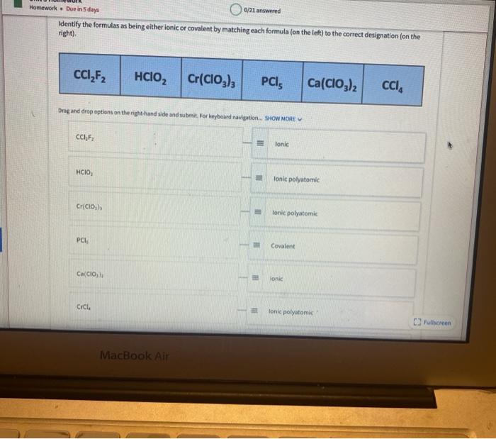 Solved Classify each of the following substances as either | Chegg.com