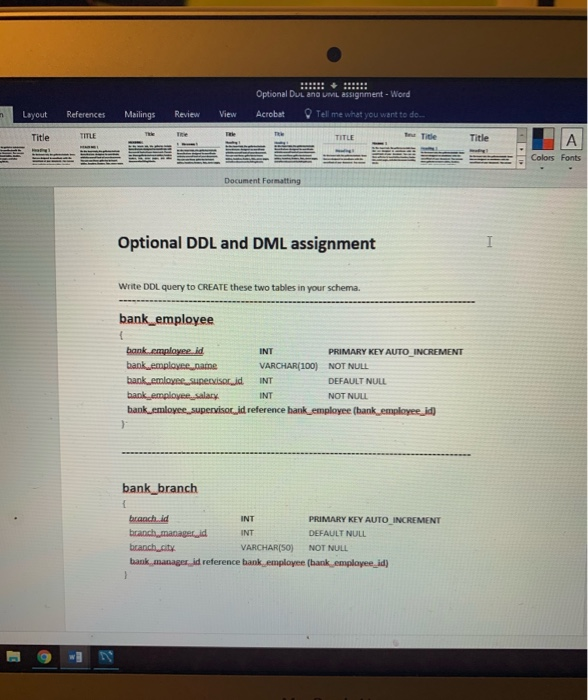 ..:: + 2:03: Optional DuL and LIVL assignment - Word Layout References Mailings Review View Acrobat Tell me what you want to