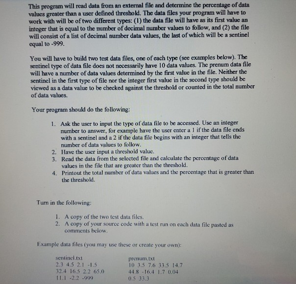 Solved This program will read data from an external file and | Chegg.com