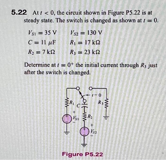 Solved 5.12 Determine the initial and final conditions for | Chegg.com