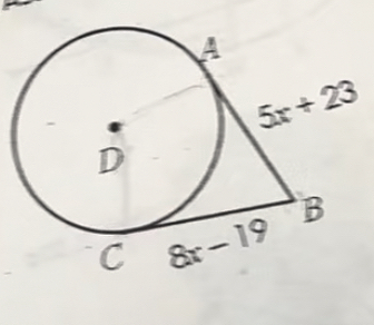 Solved Assume AB and CB are tangent to circle D. ﻿Find the | Chegg.com