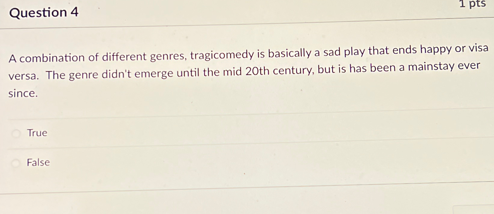 Solved Question 4A combination of different genres, | Chegg.com