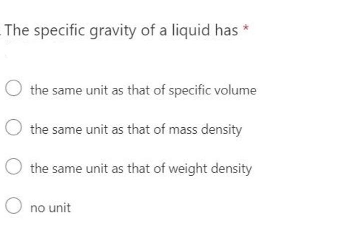 Solved The Specific Gravity Of A Liquid Has * The Same Unit 