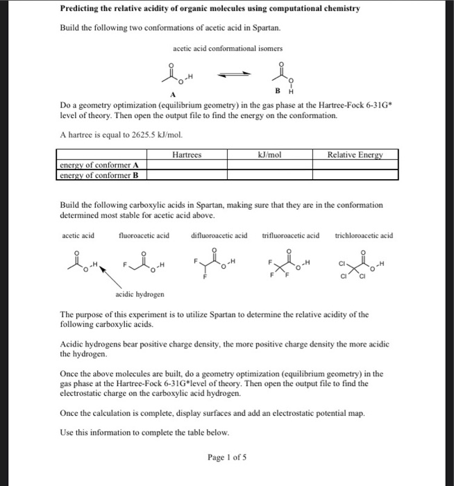 Predicting the relative acidity of organic molecules | Chegg.com