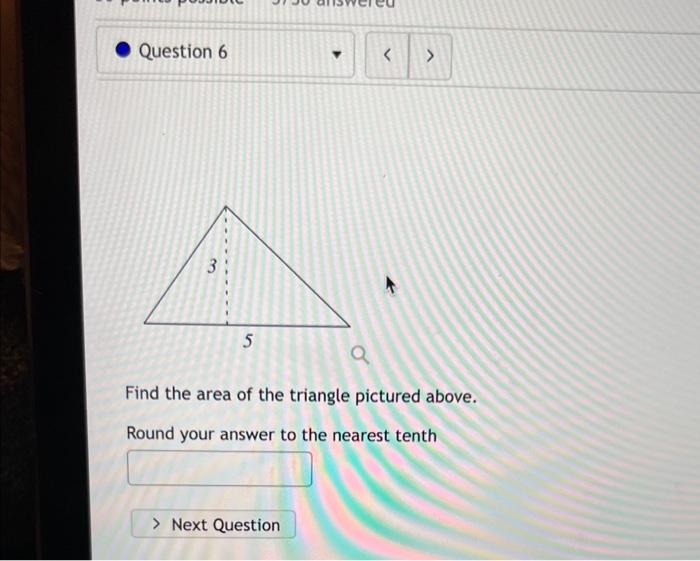 Solved Find The Area Of The Triangle Pictured Above Round 2036