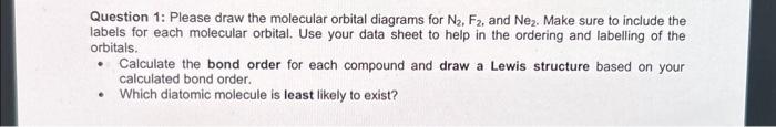 Solved Question 1: Please draw the molecular orbital | Chegg.com