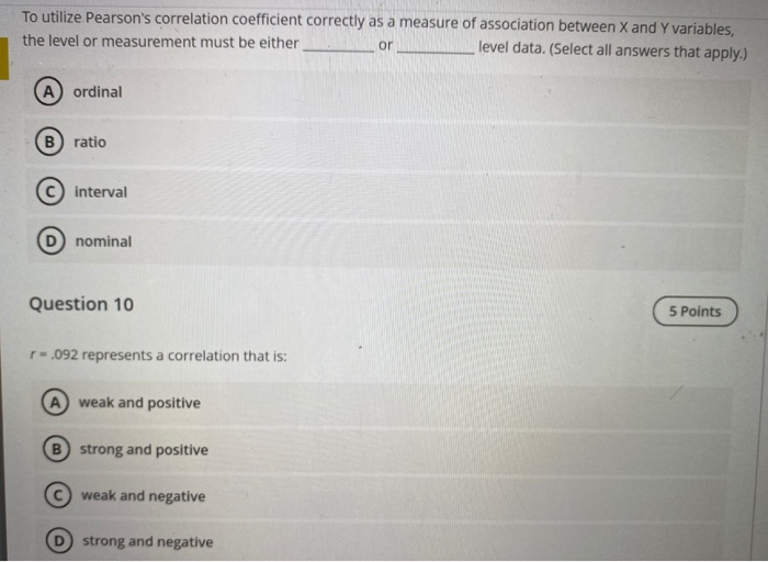 Solved To utilize Pearson's correlation coefficient | Chegg.com
