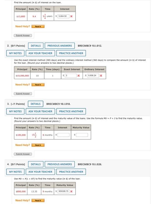 Solved Find the amount (in \$) of interest, on the loan. Use | Chegg.com