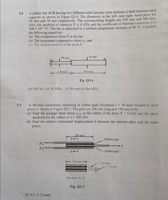 Solved 3.4 A plastic bar ACB having two different solid