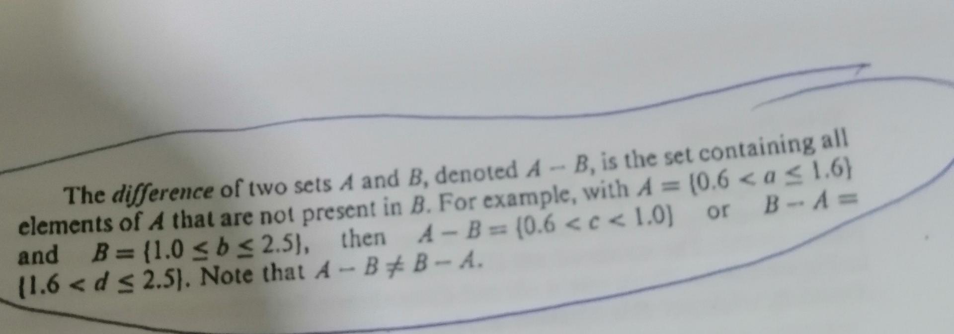 Solved The Difference Of Two Sets A And B, Denoted A−B, Is | Chegg.com