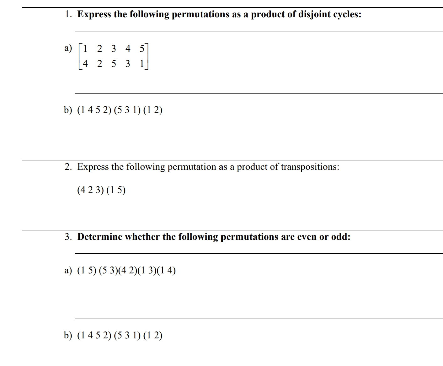 Solved Please help me answer 1a), 1b), 2, 3a), ﻿and 3b). | Chegg.com