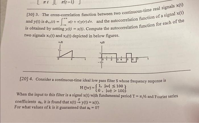 Solved [30] 3. The cross-correlation function between two | Chegg.com