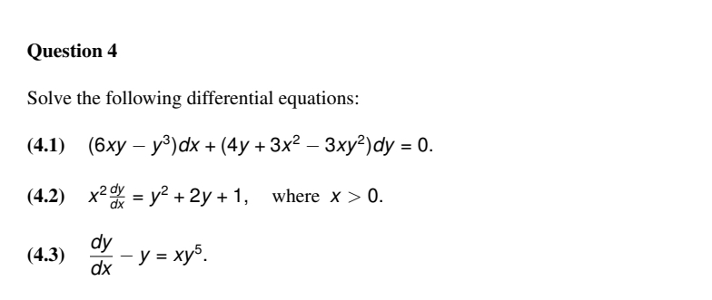 Solved Question 4Solve the following differential | Chegg.com