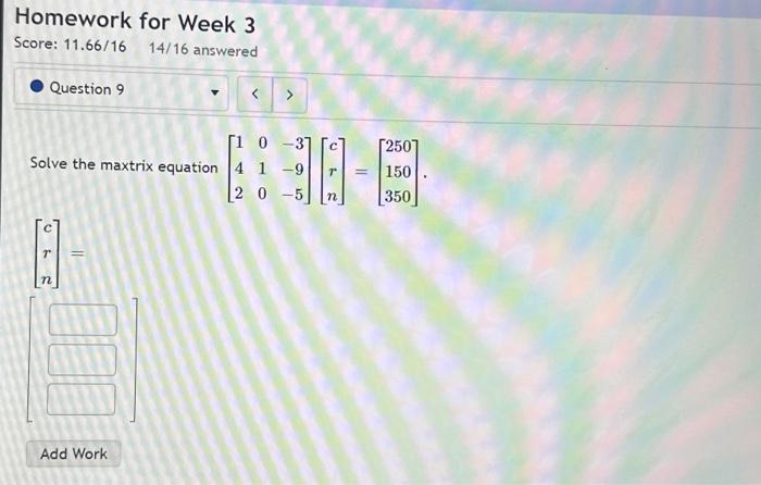 Solved Solve the maxtrix equation | Chegg.com