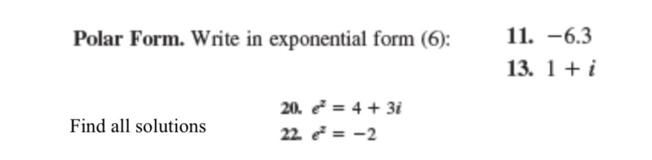 Polar Form. Write in exponential form | Chegg.com | Chegg.com